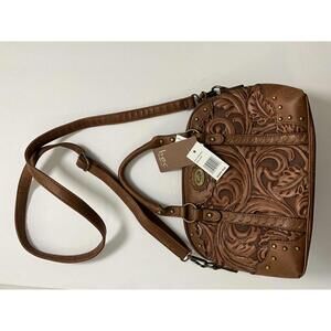 b.o.c. Embossed faux Leather Satchel Handbag with Stud Details